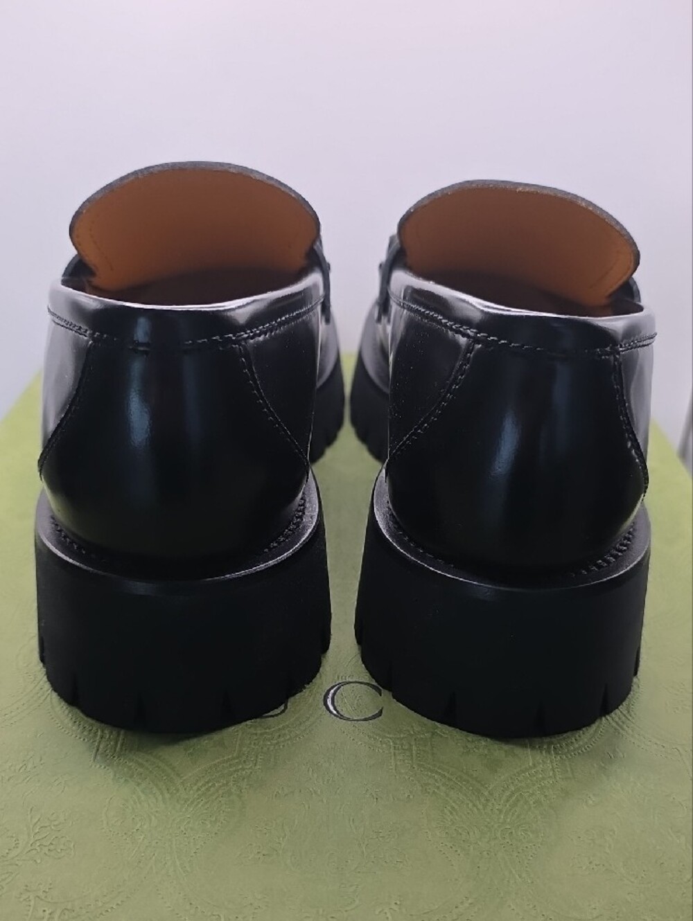 Gucci Black Patent Leather Platform Chain Loafers - Picture 6 of 12